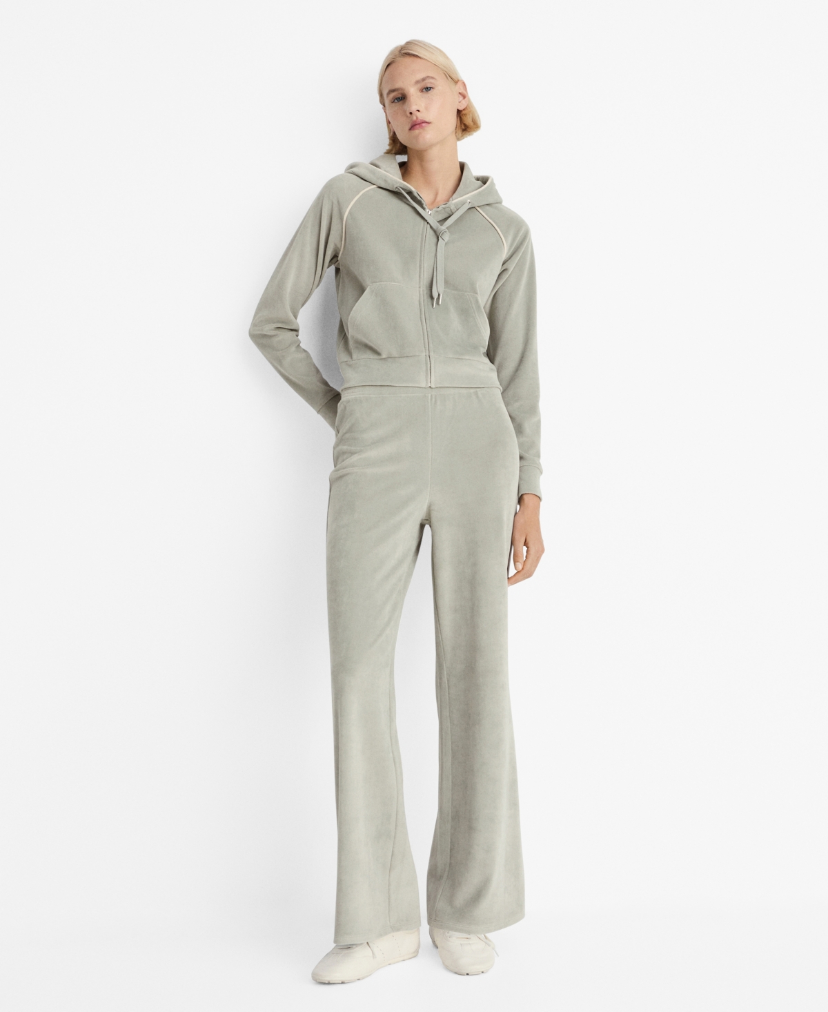 Mango Velour Trousers With Soft Touch Aqua Green In Aqua Green