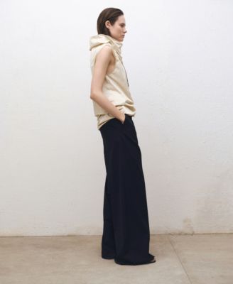 Women's Wide Leg Wool-Blend Pleated Pants