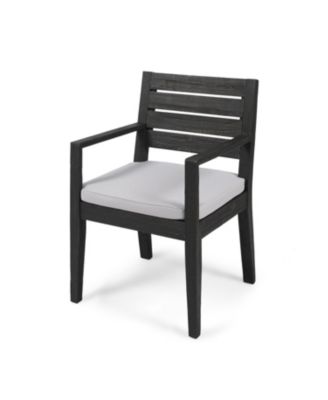 Streamdale Outdoor Dining Chair Set of 2, Dark Grey With Light Grey Cushion