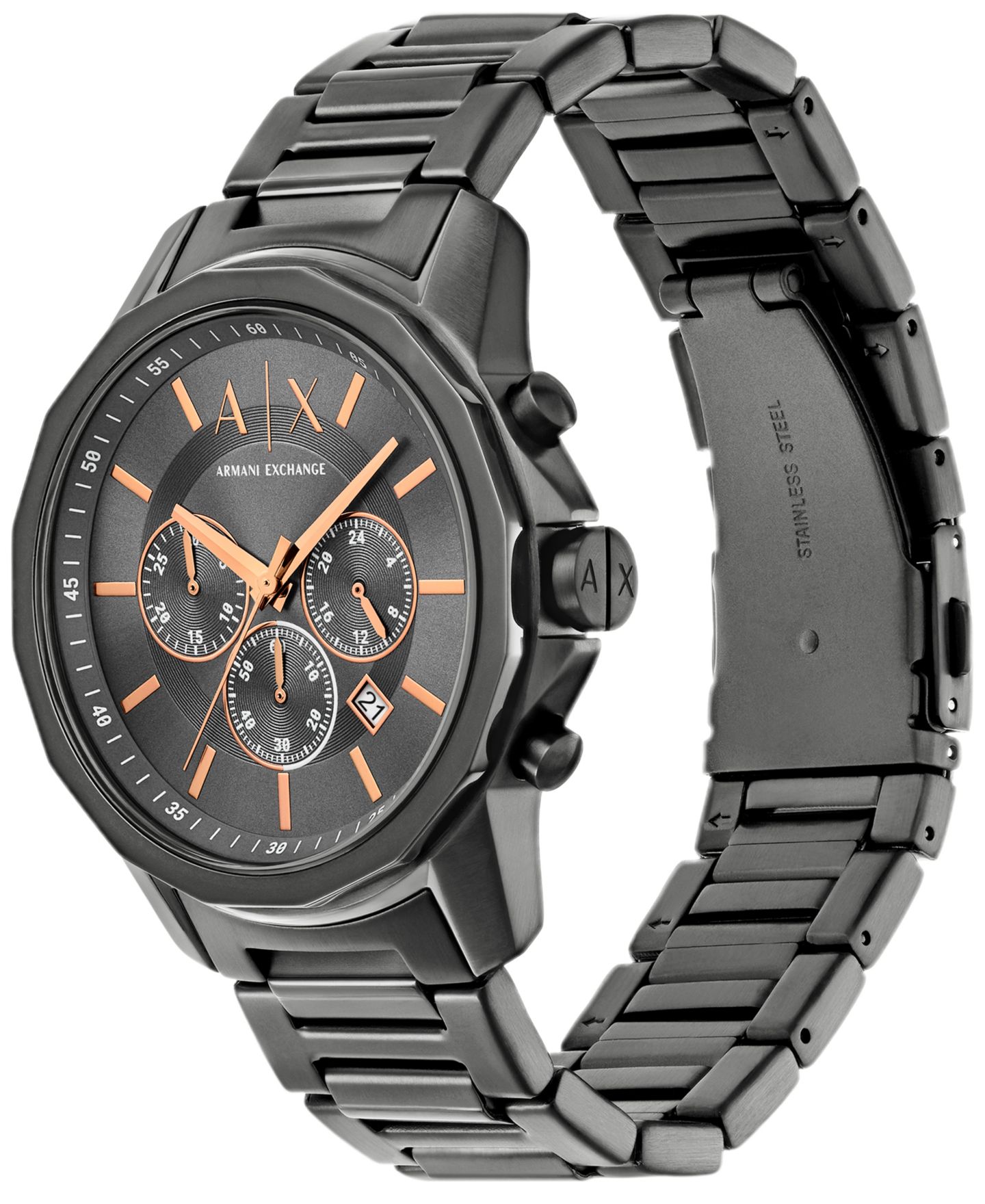 Кварцевые часы-хронограф A|X Armani Exchange из стали цвета вороненой стали, 44 мм — фото 4