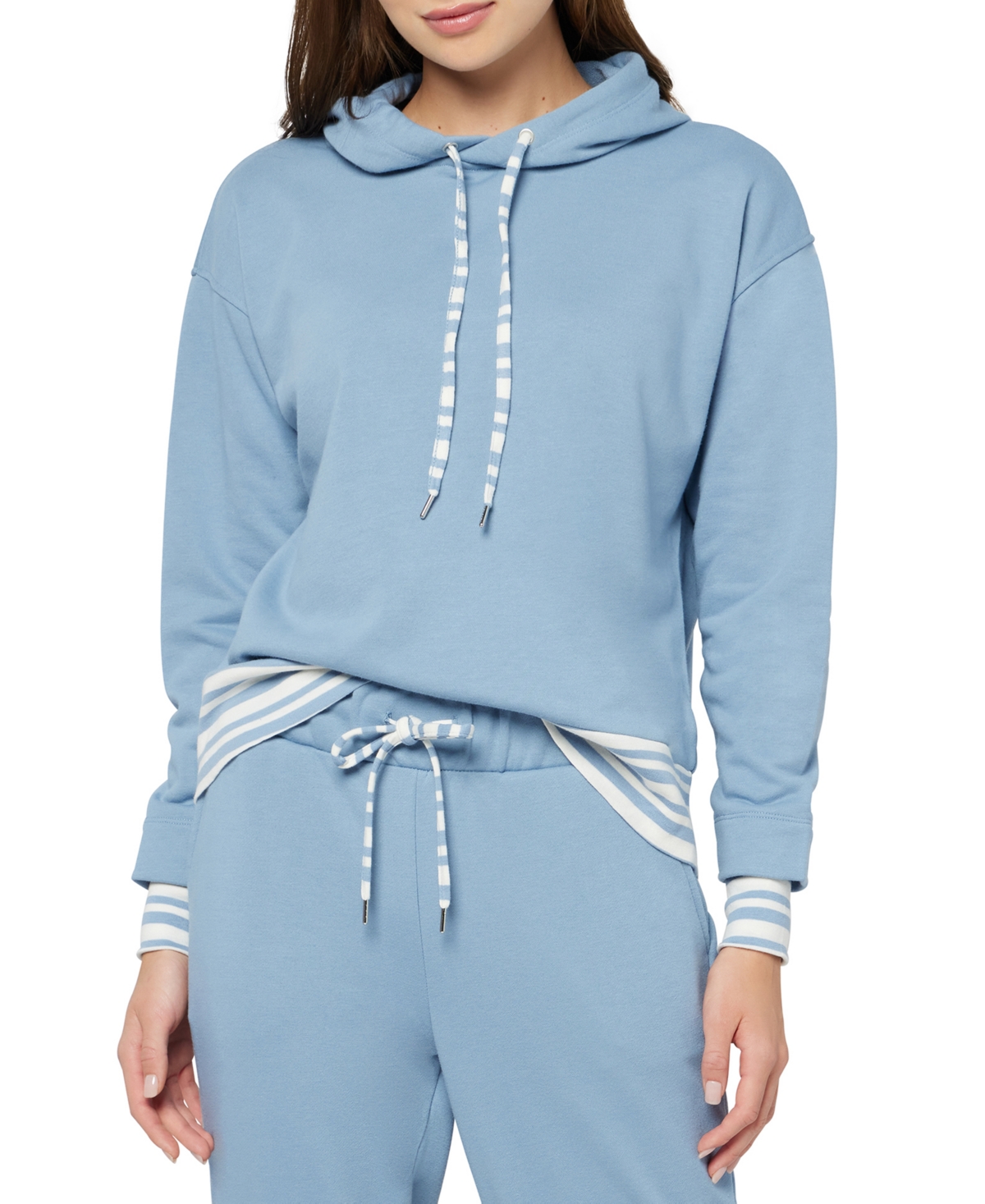 Women's Striped Trim Pullover Hoodie - Black Beauty