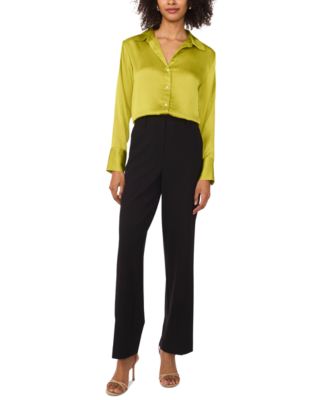 Women's Split-Neck Button Long-Sleeve Blouse