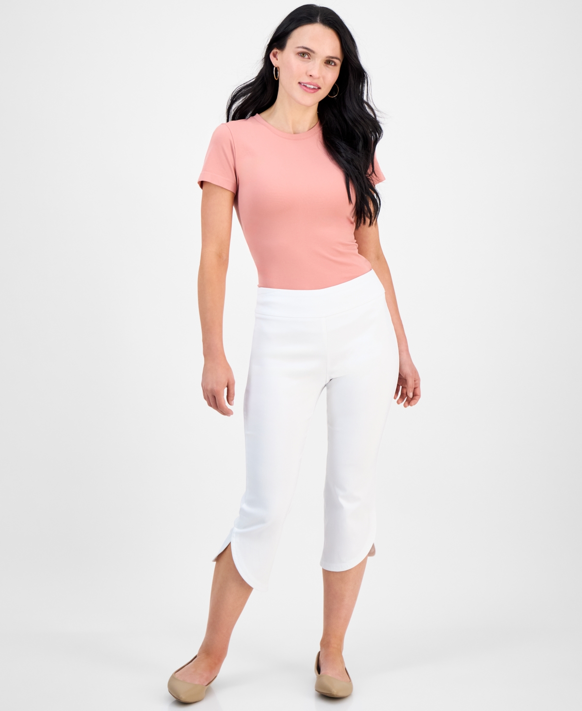 JM COLLECTION PETITE SPLIT-HEM PULL-ON CAPRI PANTS, EXCLUSIVELY AT MACY'S 