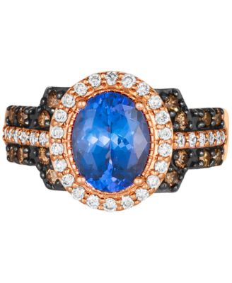 Blueberry Tanzanite (1-5/8 ct. t.w.) & Diamond (5/8 ct. t.w.) Oval Hao Ring in 14k Rose Gold