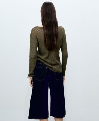 Women's Open-Knit Boat Neck Sweater