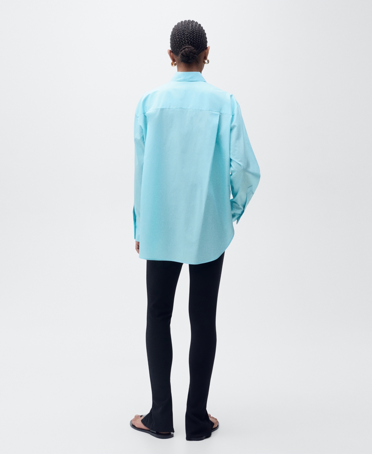 Shop Mango Women's Oversize Poplin Shirt In Blue