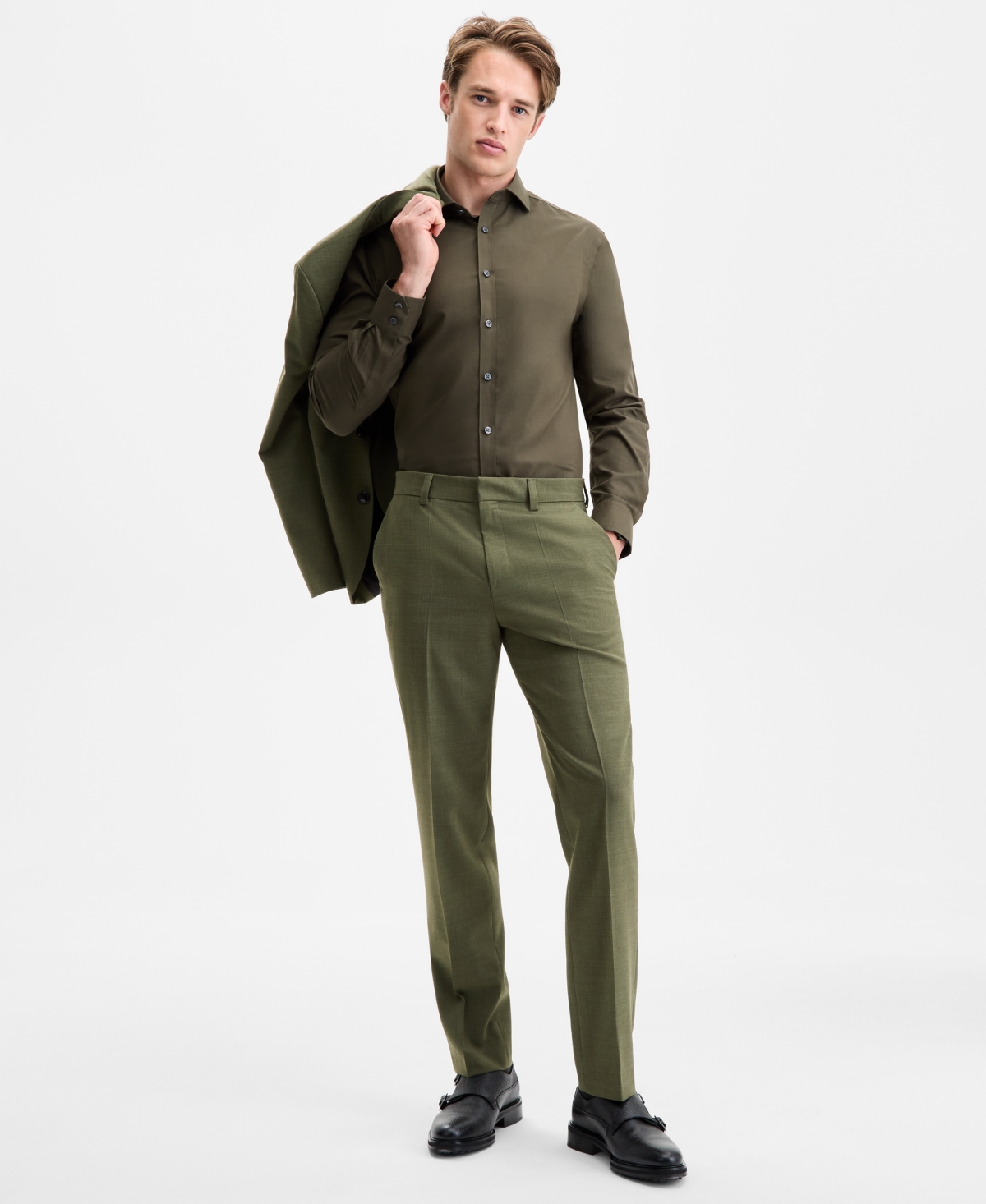 Hugo by Hugo Boss Men's Modern-Fit Solid Suit Pants - Green