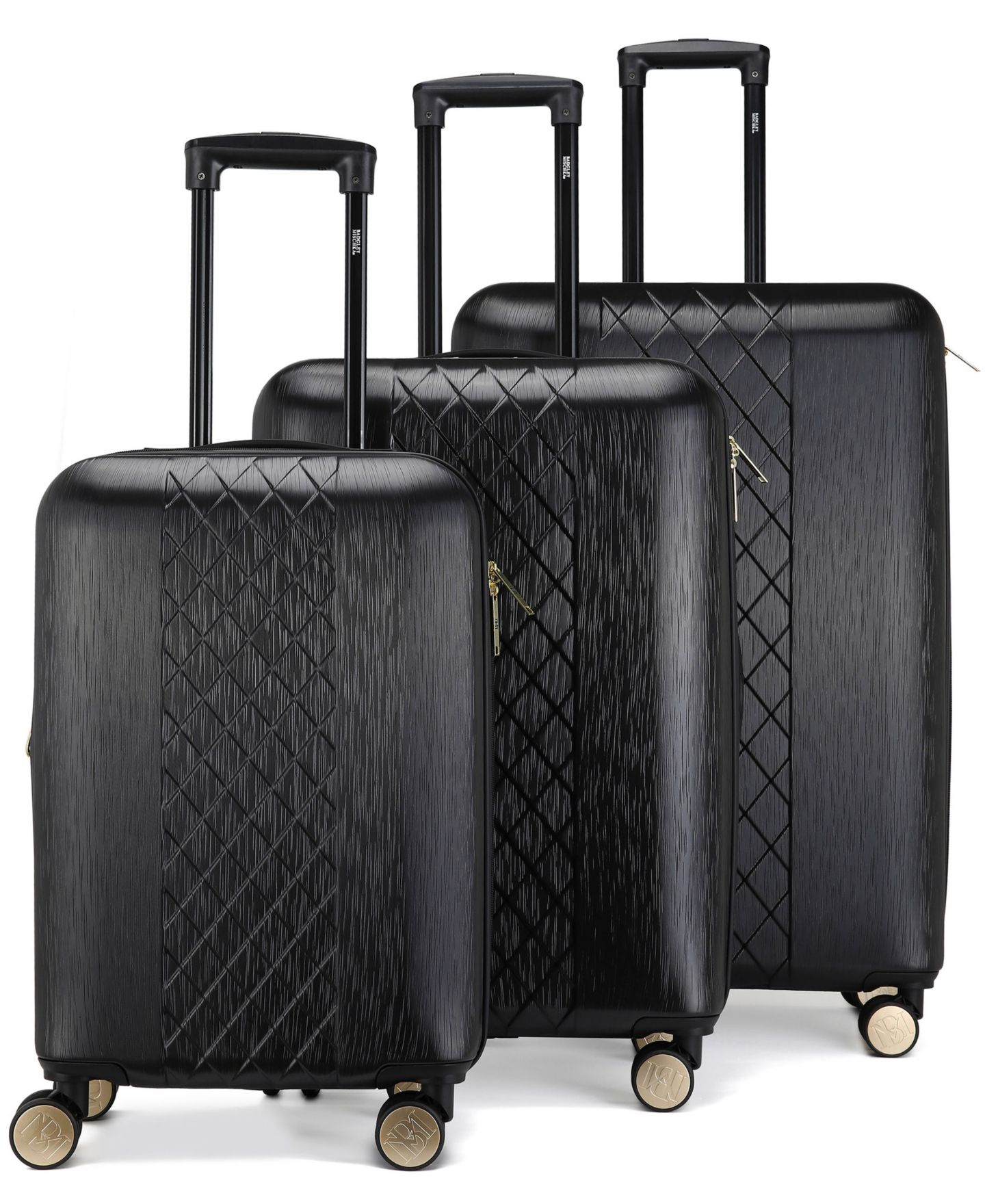 Чемоданы Badgley Mischka Diamond 3-Piece Expandable Spinner Luggage Set, цвет: Чёрный — фото 1