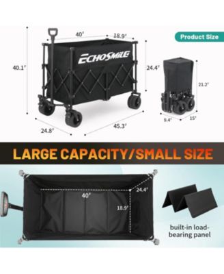Collapsible Foldable Extended Height Wagon with 500lbs Weight Capacity,Folding Utility Garden Cart with Big All-Terrain Beach Wheels,for Camping, Garden,Sports,Beach,Shopping