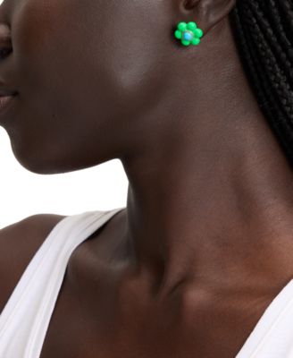 Gold-Tone Petal Puff Floral Stud Earrings