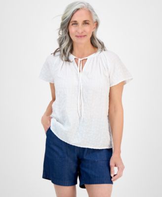 Style & Co - Petite Flutter-Sleeve Popover Top