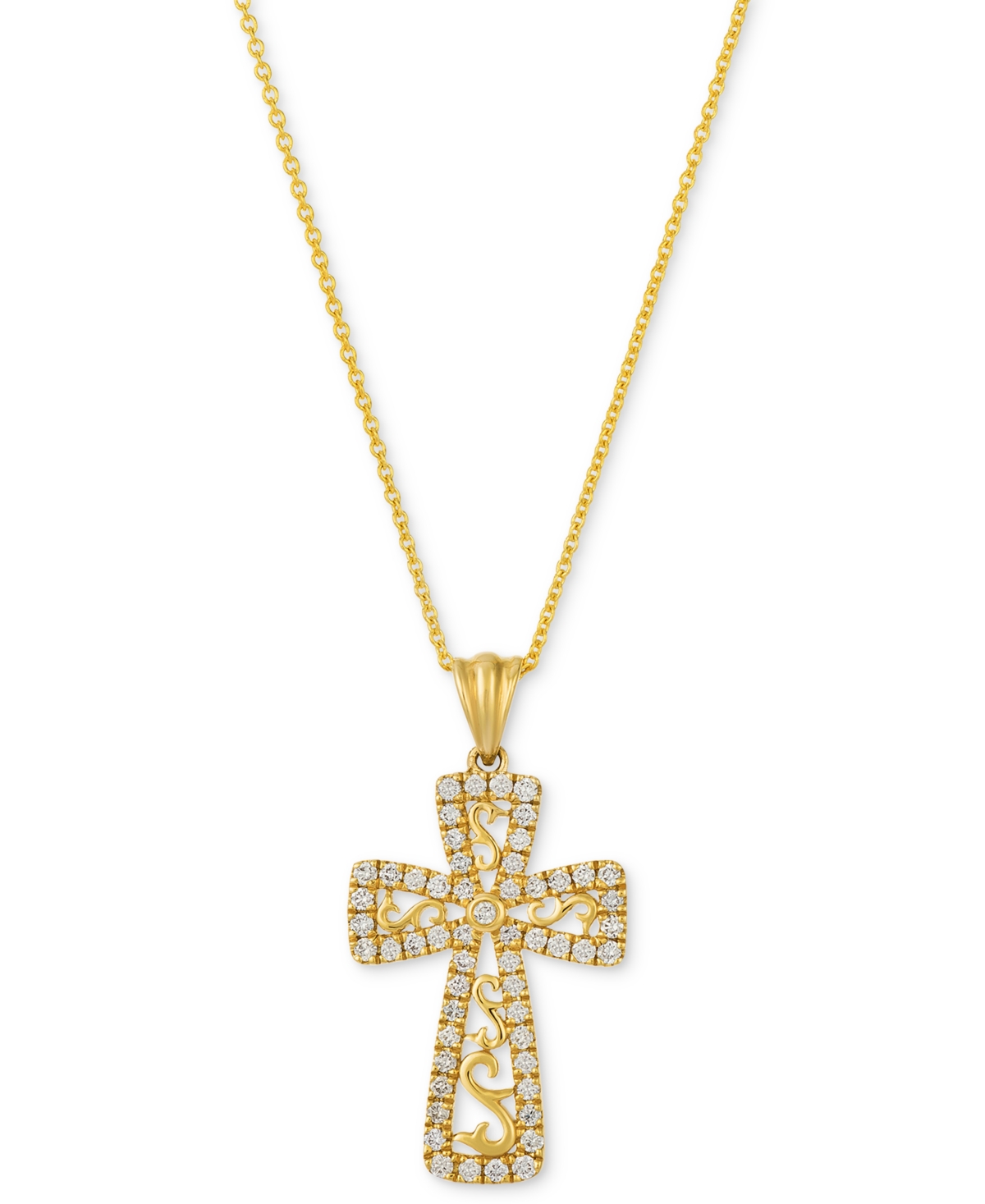 Le Vian Nude Diamond Cross Pendant Necklace (3/8 Ct. T.w.) In 14k Yellow Gold, 20" In Yellow Gold