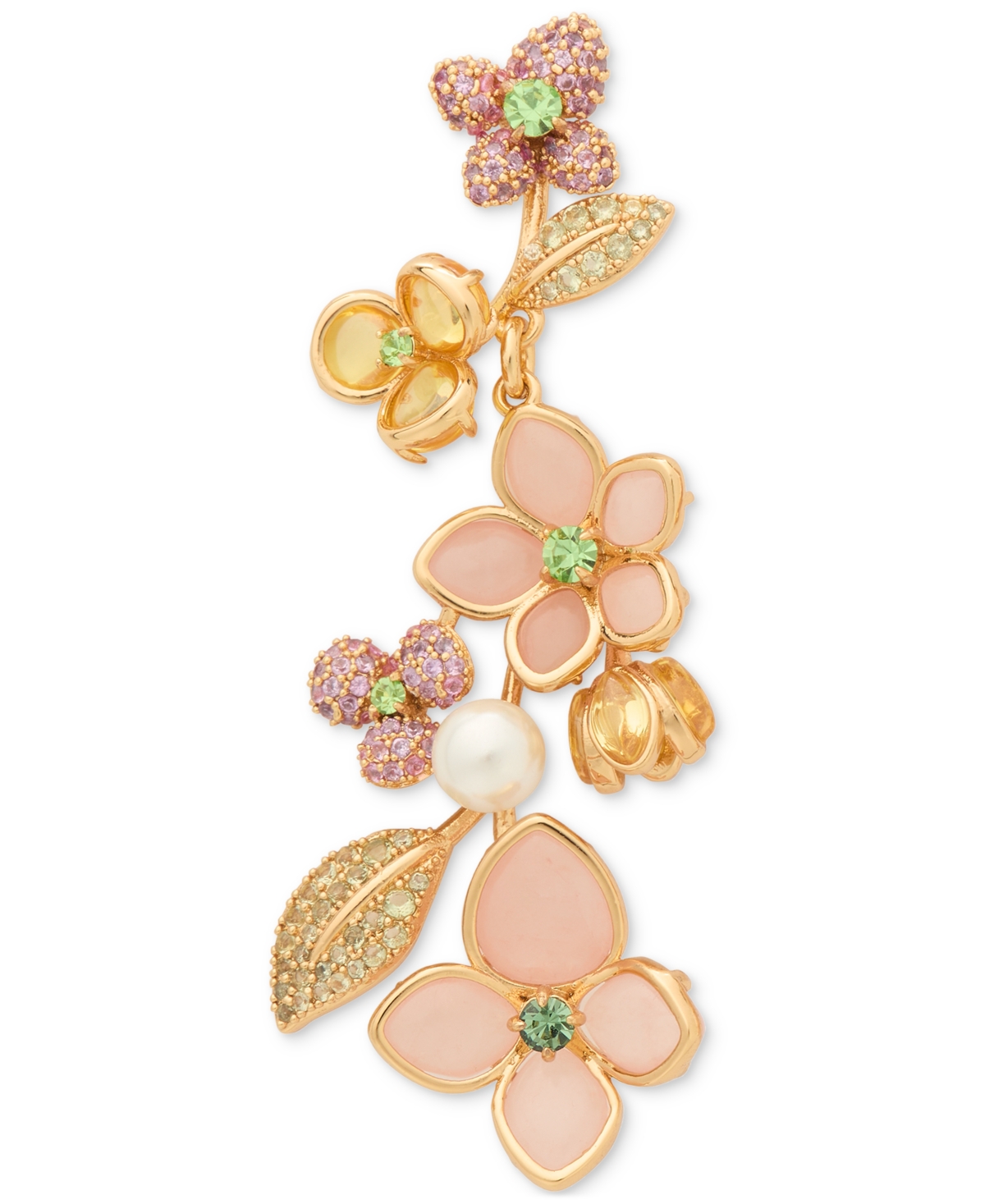 Kate Spade Gold-tone Pastel Petals Linear Earrings In Multi