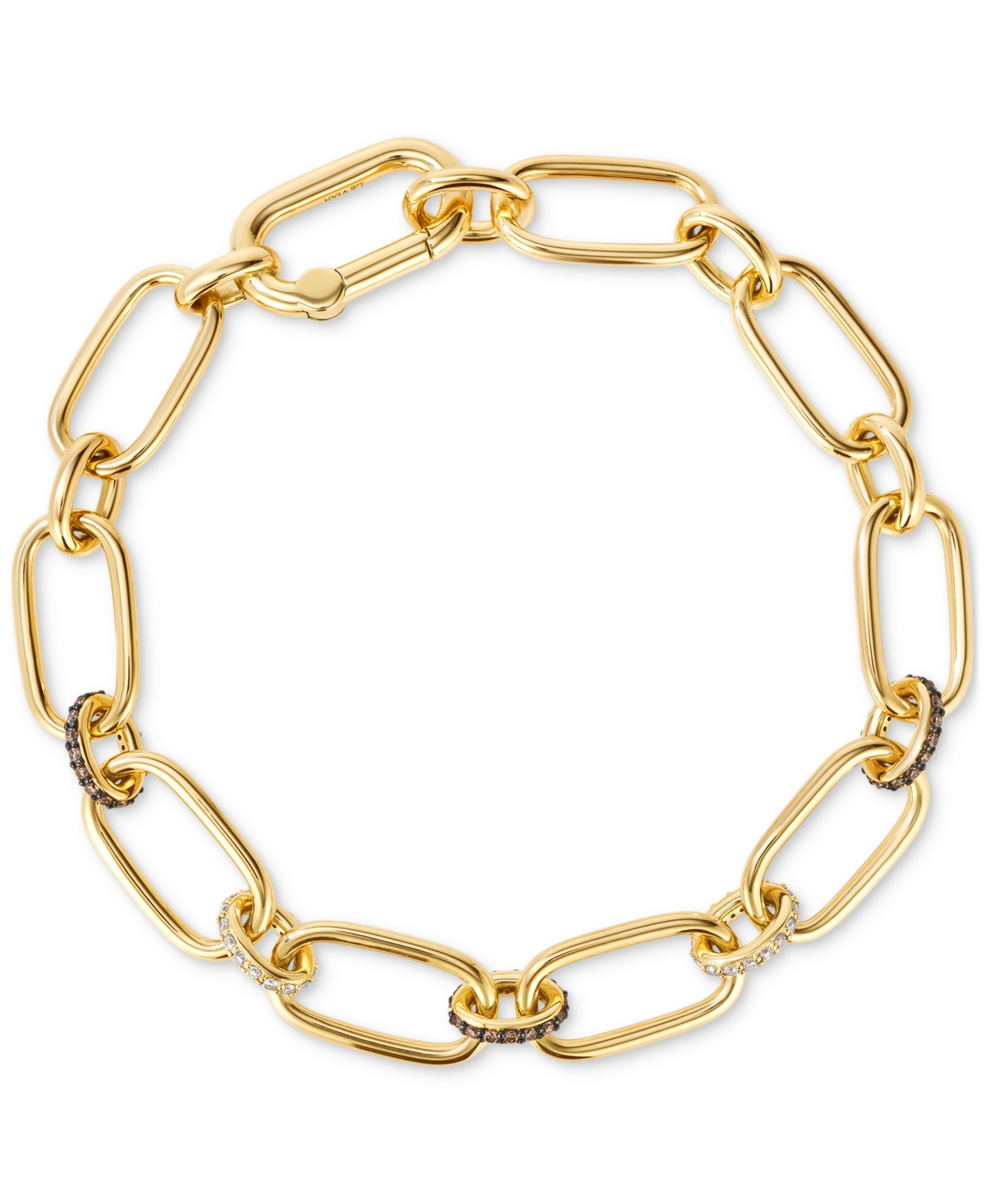 Chocolate Diamond (1/3 ct. t.w.) & Nude Diamond (1/4 ct. t.w.) Link Bracelet in 14k Yellow Gold - Yellow Gold