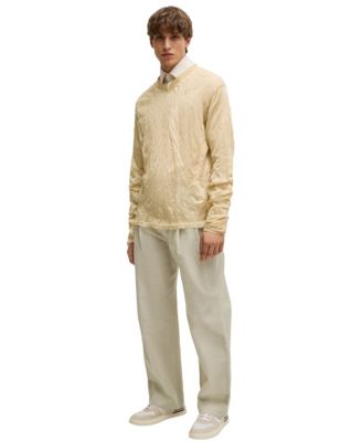 Men's Crinkled Knit V-Neck Sweater