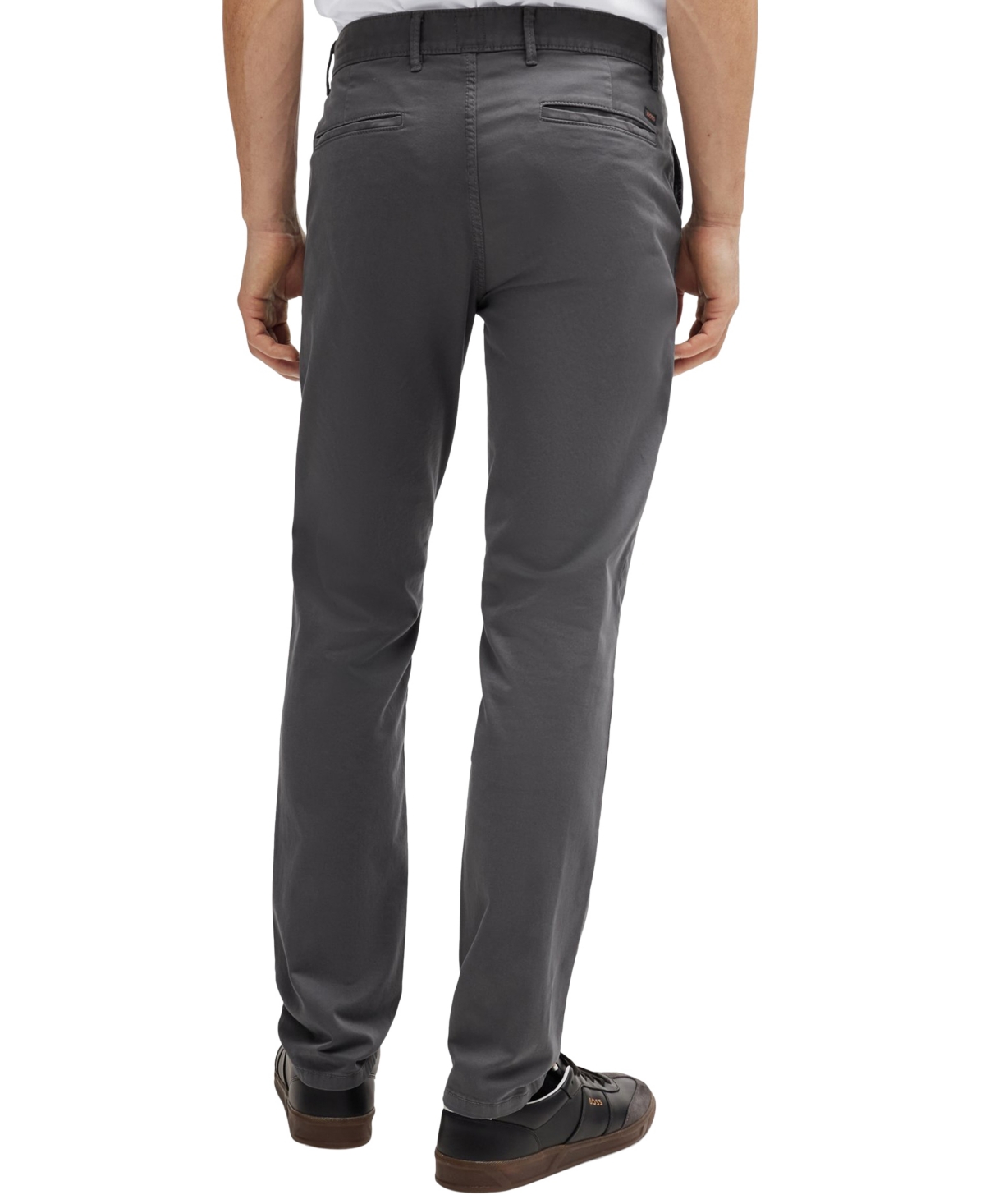 Hugo Boss Boss By  Men's Stretch-cotton Satin Slim-fit Chinos In Gray