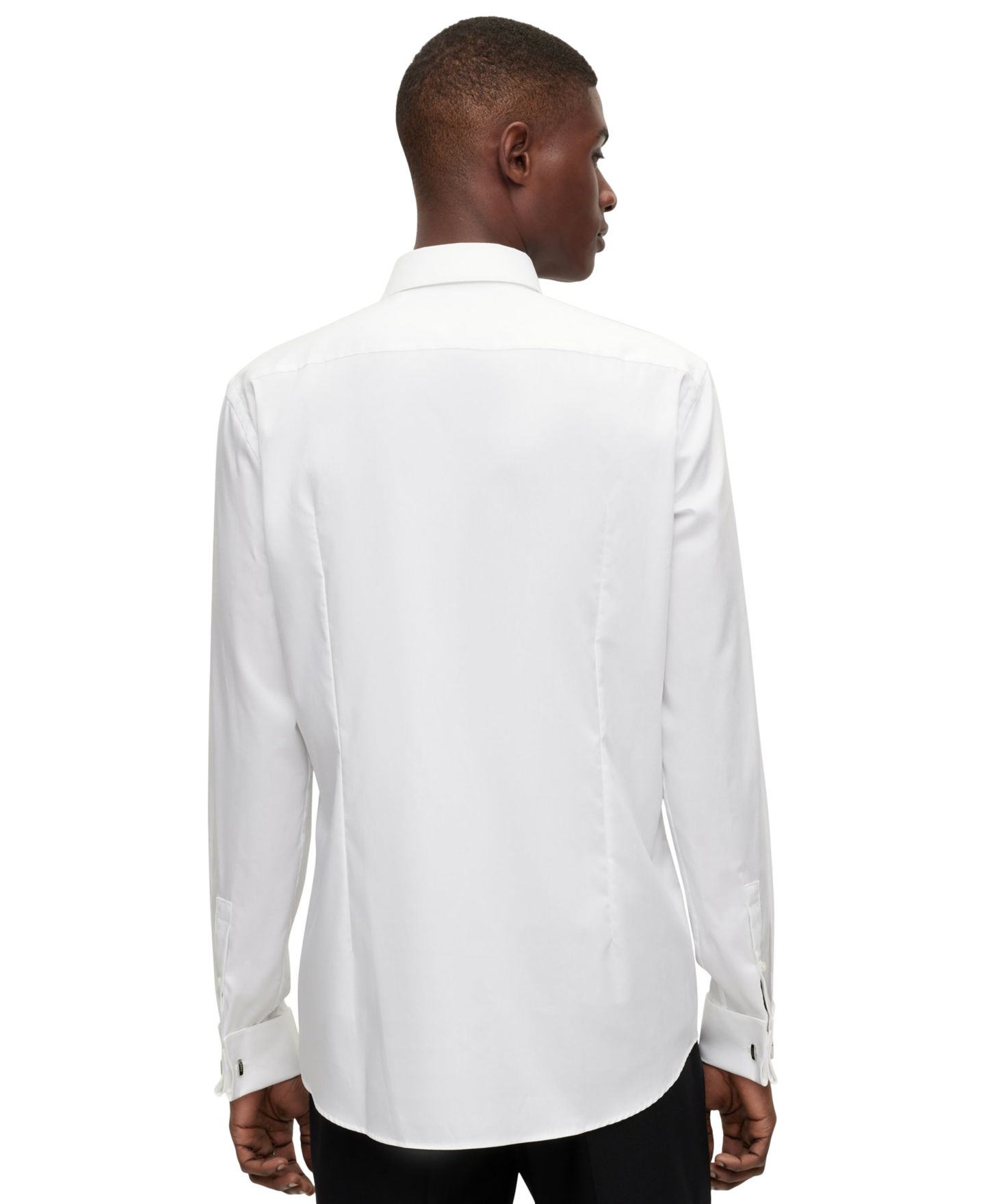 Мужская рубашка Hugo Boss Slim-Fit Easy-Iron Poplin Dress Shirt, цвет: Белый — фото 4