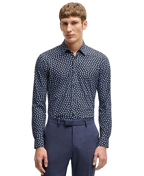 alfani BOSS by Hugo Boss Men's Floral Print Slim Fit Dress Shirt Brands