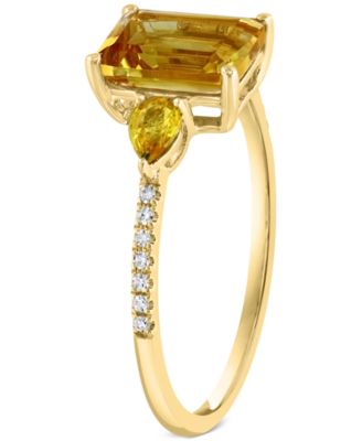 Multi-Gemstone & Diamond (1/20 ct. t.w.) Ring in 14k Yellow Gold