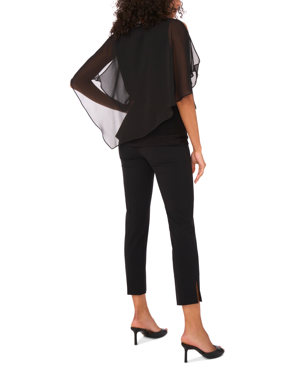 Msk Women's Beaded Overlay Split-sleeve Top