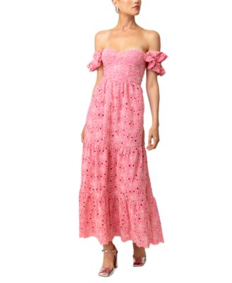 Women's Tasia Off-The-Shoulder Embroidered Cotton Dress