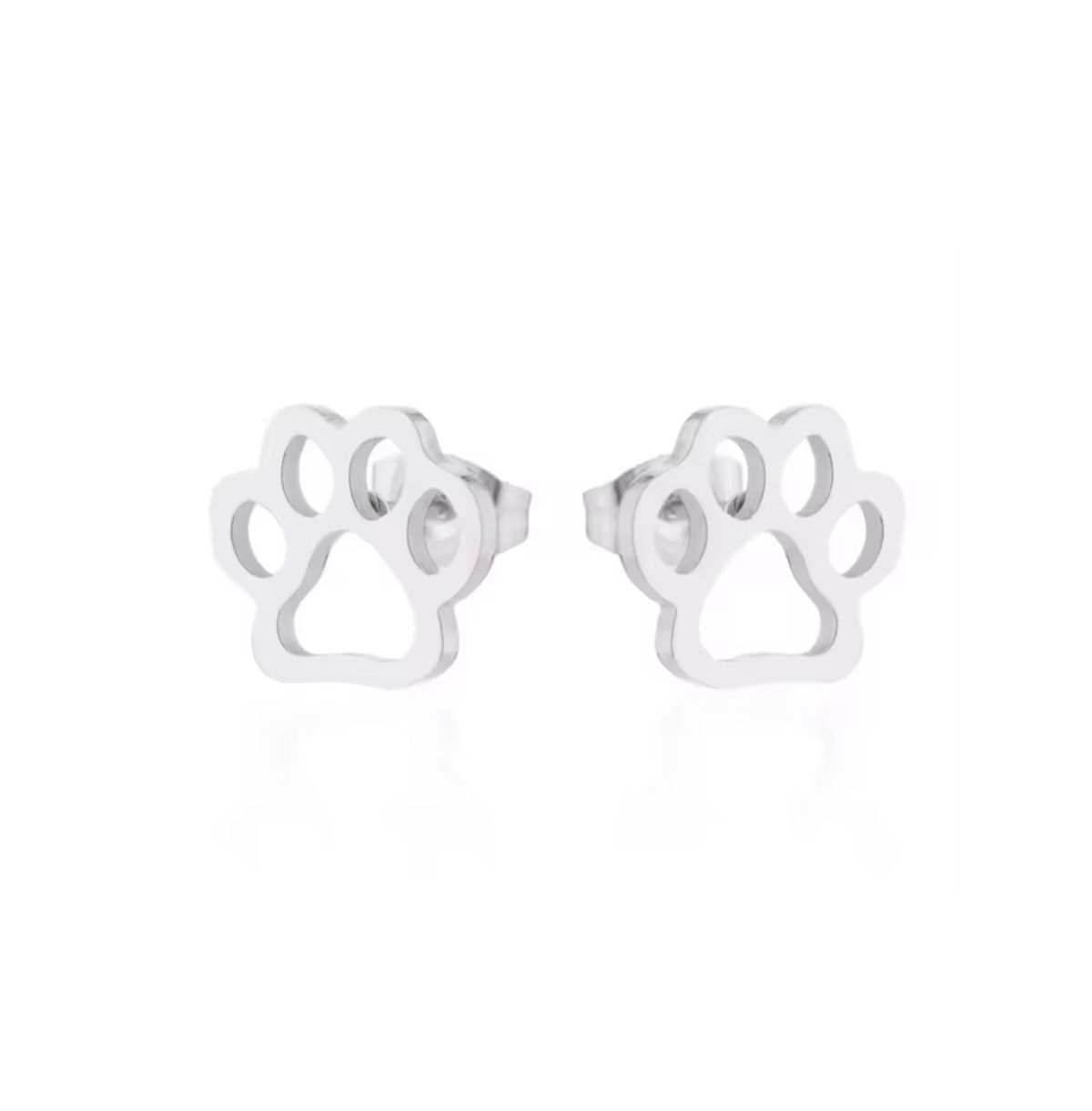 CharmedPaw Paw Print Stud Earrings - Silver