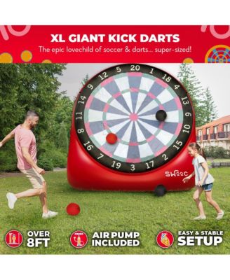 XL Giant Kick Darts (Over 8ft Tall) with 15+ Games Included - Jumbo Soccer Darts w/ Air Pump - Big Inflatable Games