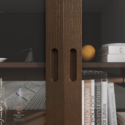 Solid Wood TV Stand with 4 Sliding Tempered Glass Doors,Media Console, Entertainment Center