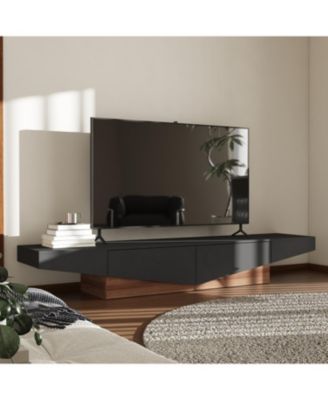 Uniquely designed TV stand, media console with two drawers, wooden entertainment center