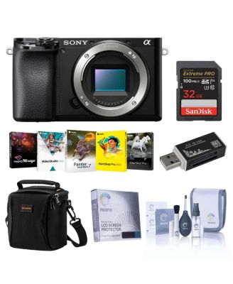 Sony Alpha a6100 Mirrorless Digital 4K Camera - Bundle with Shoulder Bag, 32GB SD Card, Screen Protector, Cleaning Kit, Corel PC Software Kit,