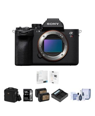 Sony Alpha a7R V Full Frame Mirrorless Digital Camera - Bundle with 128GB SD Card, Shoulder Bag, 2x Extra Battery, Charger, Screen Protector, Cleaning Kit