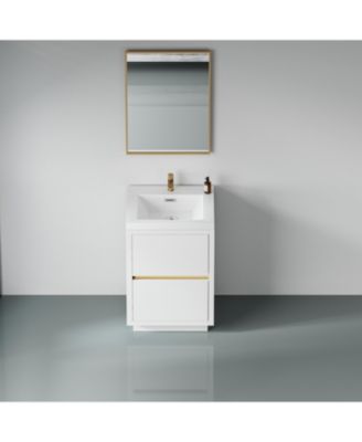 24" Freestanding Bathroom Vanity with Sink, Bathroom Storage Vanity Cabinet with Stone Resin Countertop and Soft Close Drawers