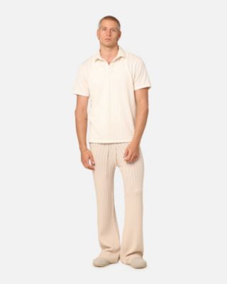 Men's Slouch Wide Leg Knit Pants, Beige/Khaki, XL