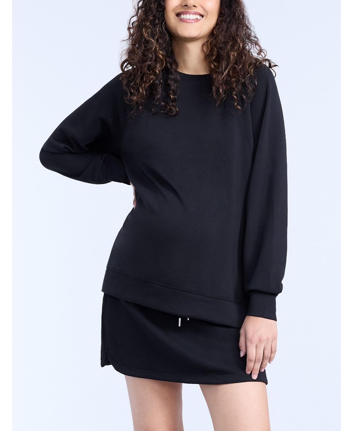 Maternity Long Sleeve With Side Slits Scuba Raglan Top - Motherhood - Heather grey