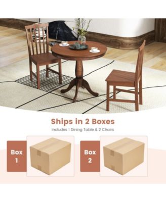 3 Pieces Wooden Dining Table and Chair Set for Cafe Kitchen Living Room