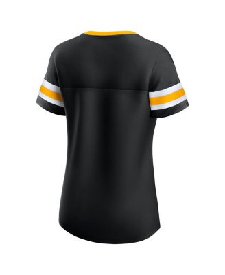 Women's Black Boston Bruins Iconic Athena Lace-Up T-Shirt