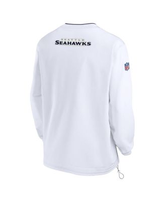 Men's White Seattle Seahawks 2023/24 Sideline Repel V-Neck Long Sleeve Pullover Windshirt