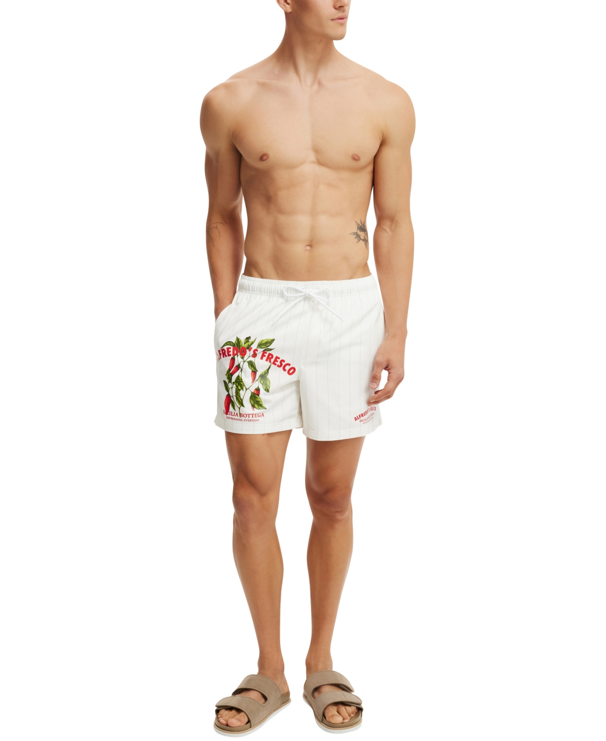 Shop Cotton On Men's Stretch Swim Shorts In White Alfredo S Fresco