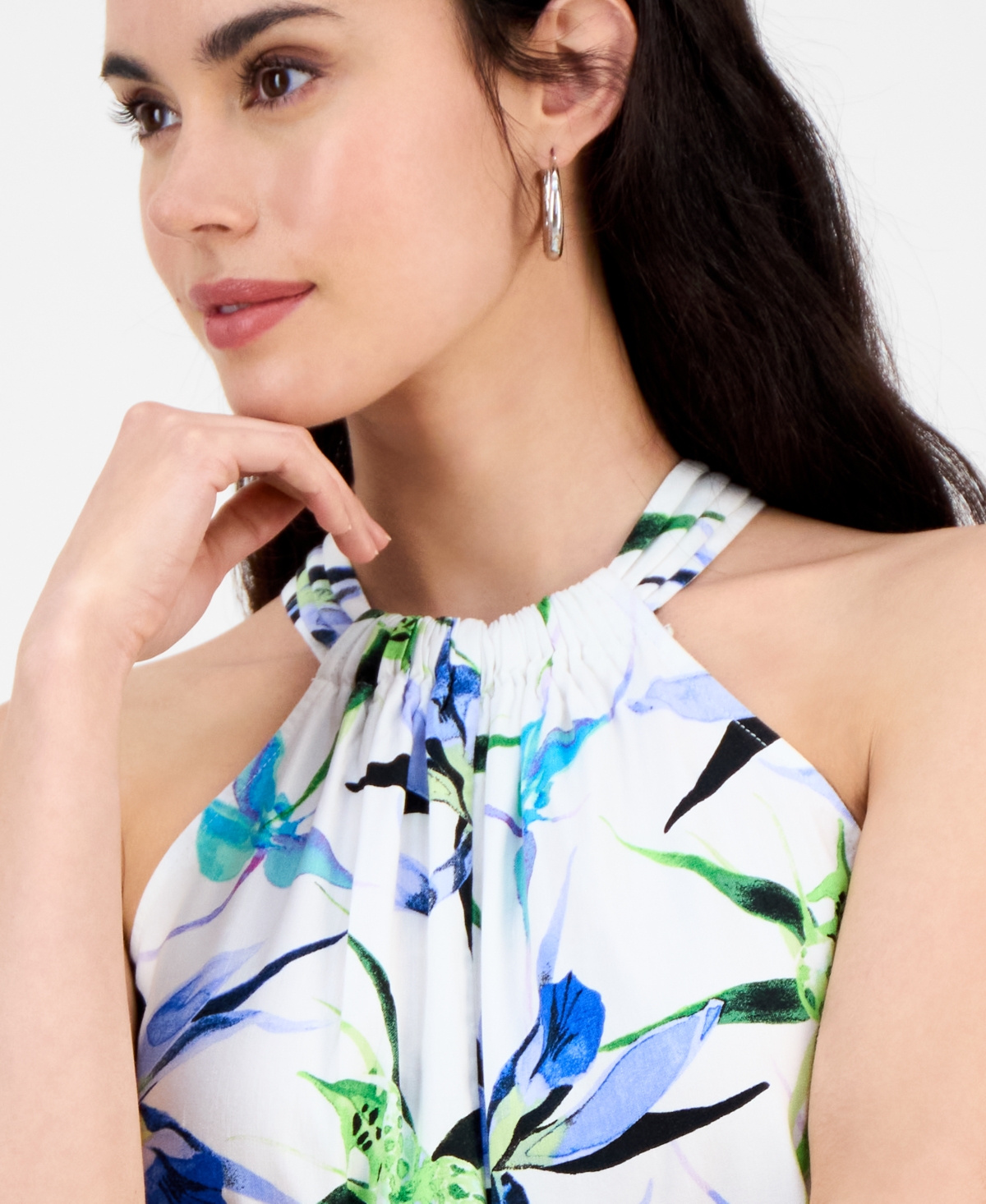 Inc International Concepts Petite Printed Halter-neck Sleeveless Maxi Dress, Exclusively At Macy's