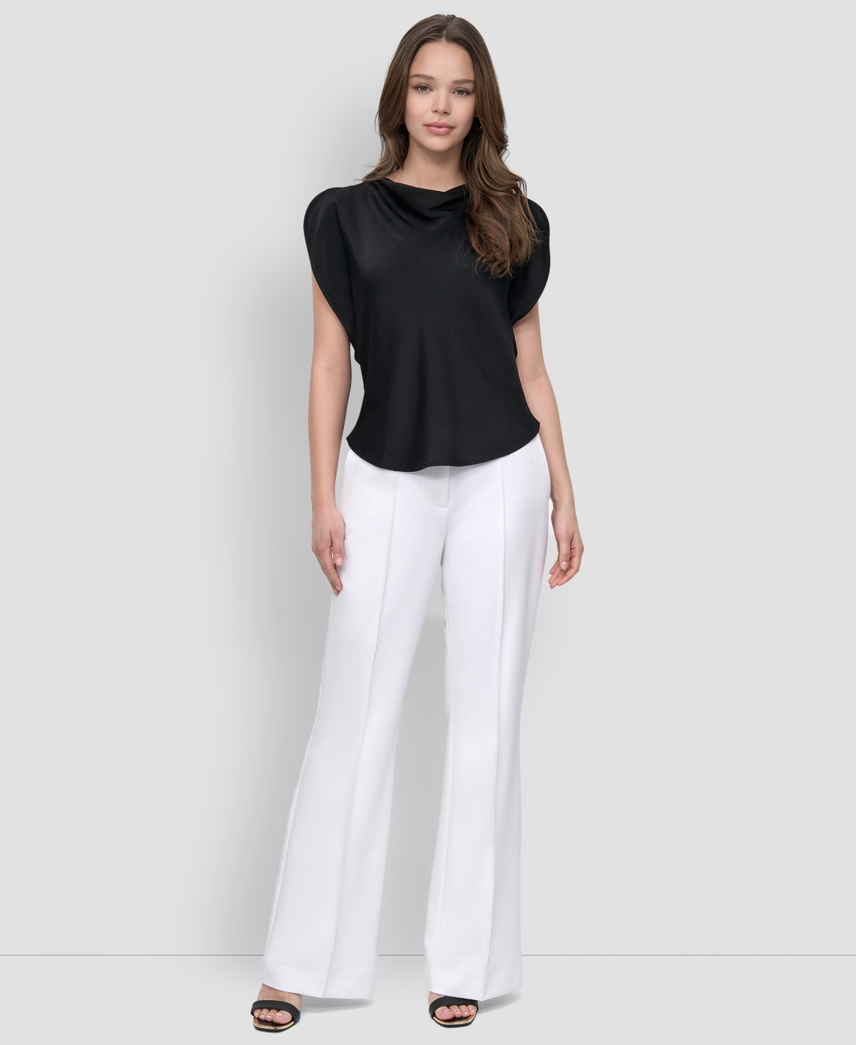 Dkny Petite Draped Boatneck Slit-Sleeve Blouse