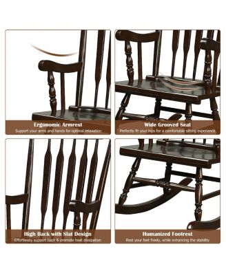 Rocking Chair with Solid Wooden Frame for Garden and Patio