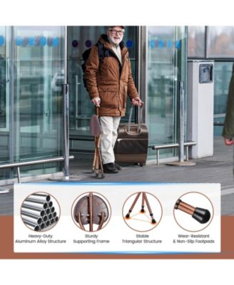 Lightweight Adjustable Folding Cane Seat Aluminum Alloy Crutch Chair With Light