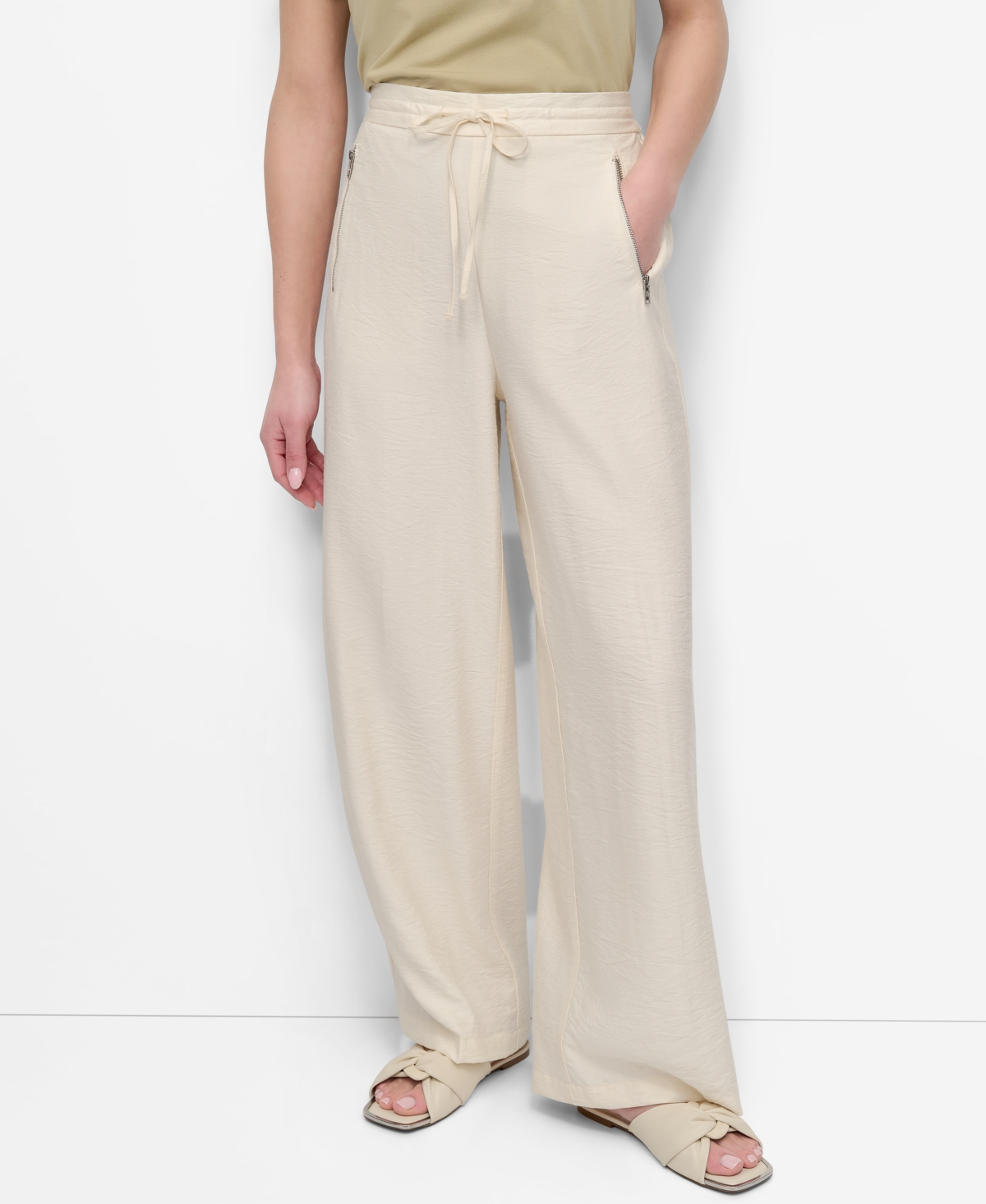 Dkny Drawstring Pants In Neutral