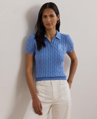 Lauren Ralph Lauren - Petite Cable-Knit Cotton Polo Sweater