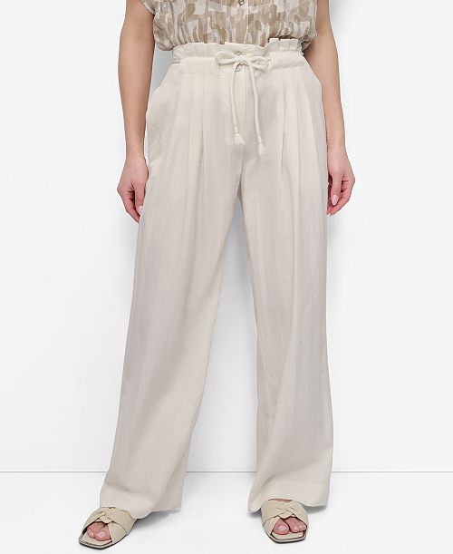 alfani DKNY Women's Tie-Front Wide-Leg Pants Women's Fashion Shoes & Accessories