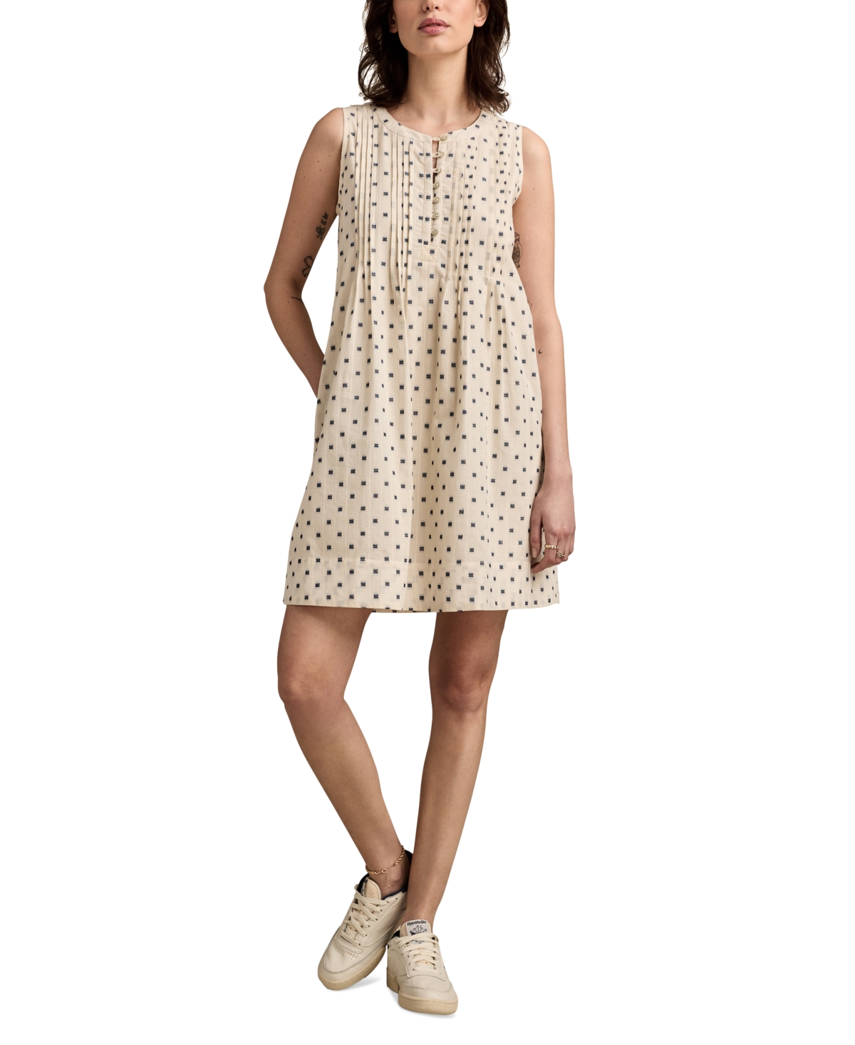 Shop Lucky Brand Women's Textured Pintuck Mini Dress In Cream