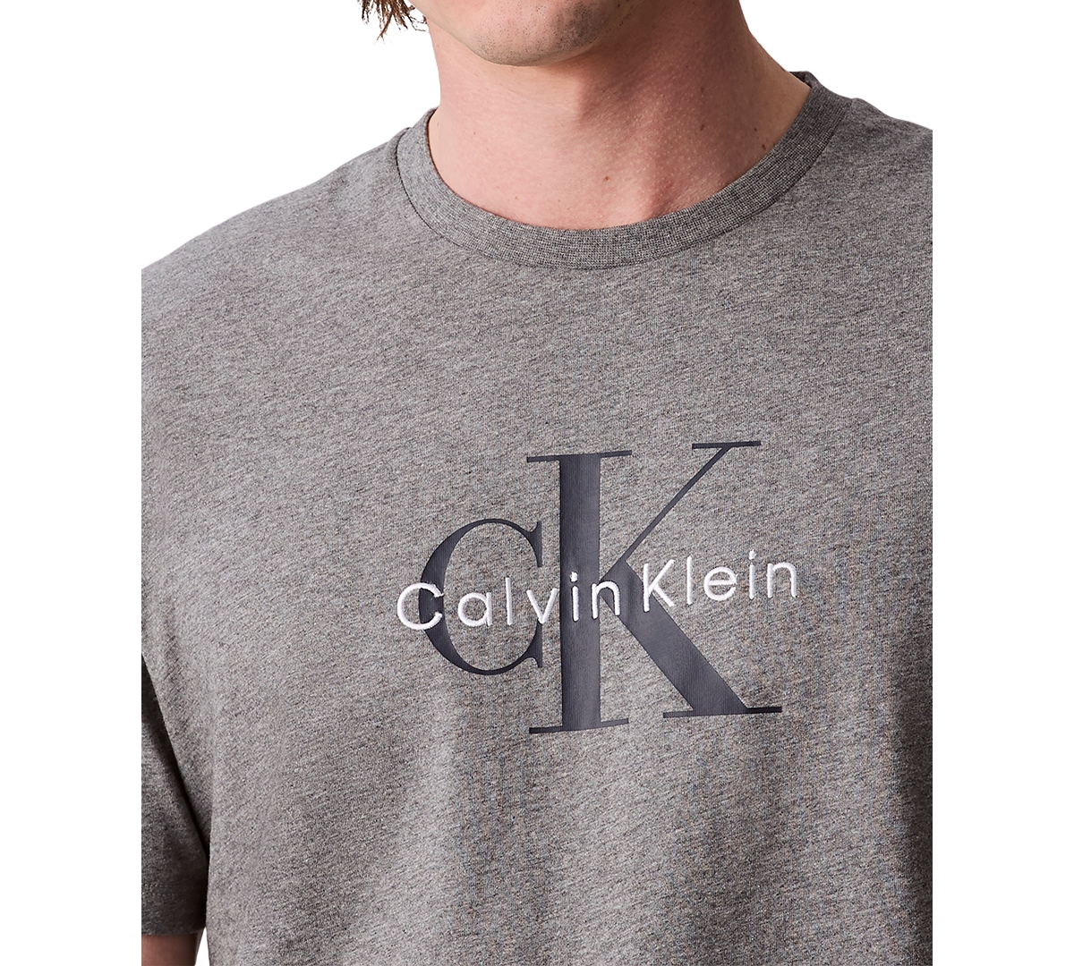 Calvin Klein Men's Monogram Logo Tee In Medium Grey Heather