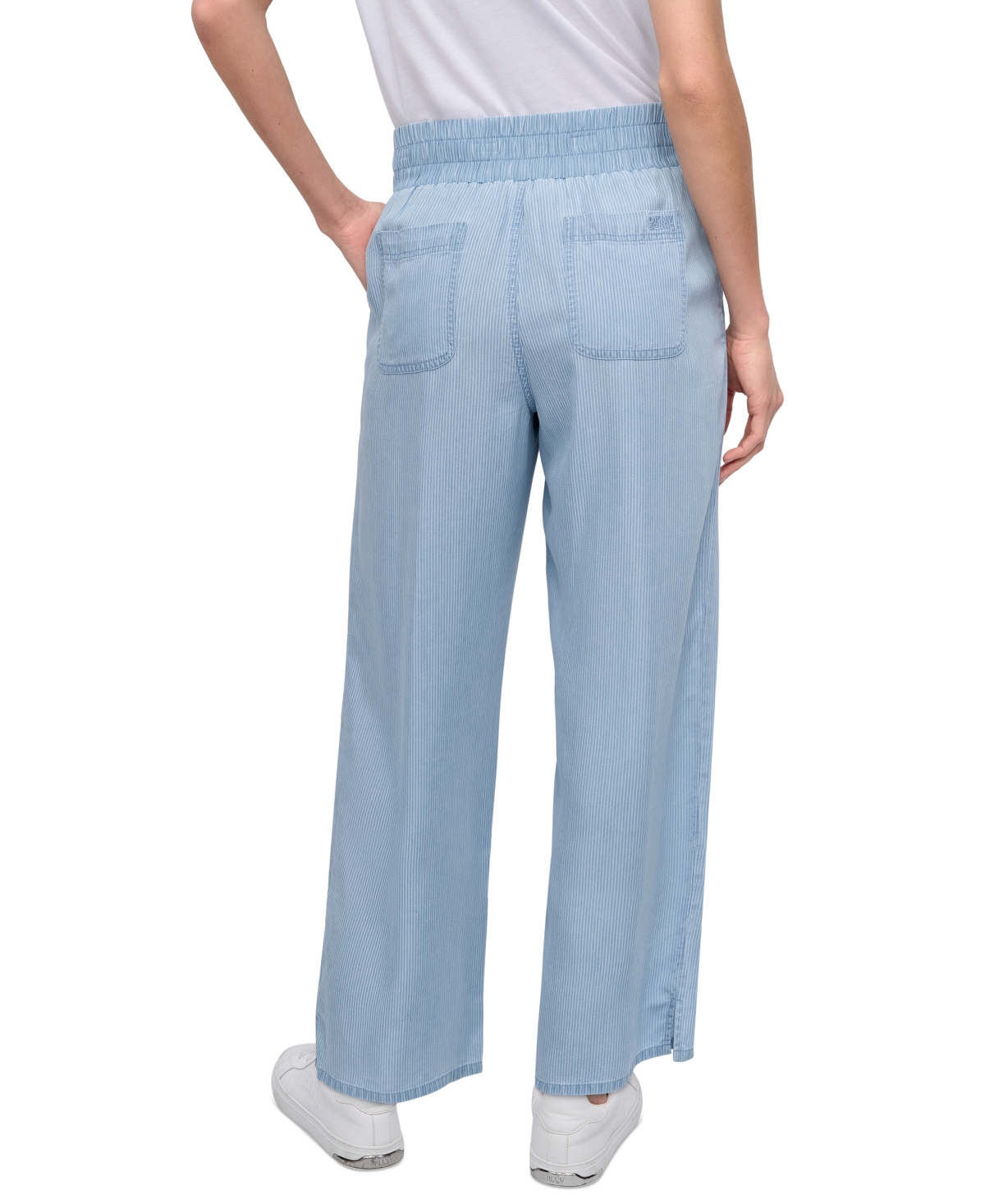 DKNY JEANS PETITE PULL-ON WIDE-LEG PANTS 