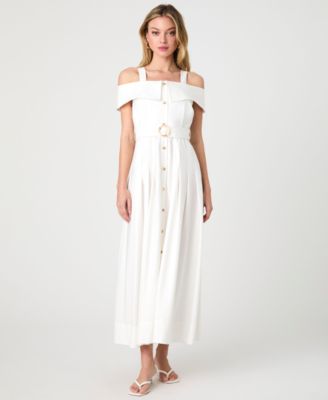 Women's Off-The-Shoulder Midi Shirtdress