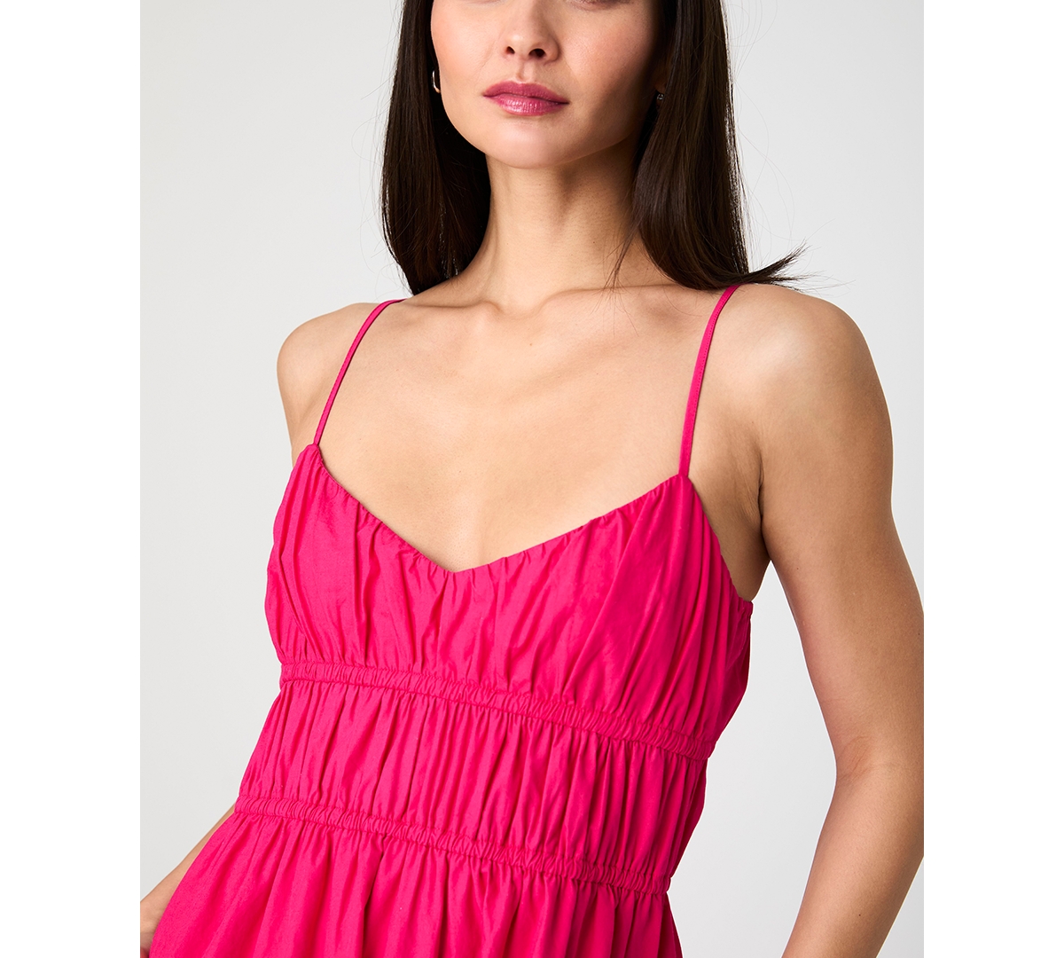 French Connection Us Poplin Ruched Maxi Dress French Connection Dresses In Cerise Pink